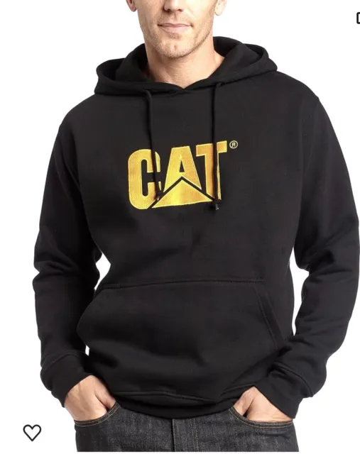 Caterpillar CAT Men’s Embroidered Pullover Logo Hooded Sweatshirt Medium Black