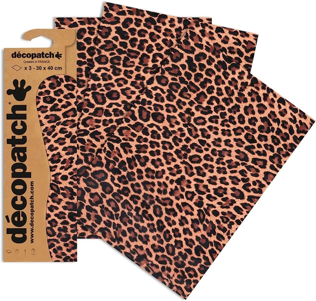 - Fogli Trasferibili (Stancil) Con Motivo Leopardato, 30 X 40 Cm Circa, Confezio