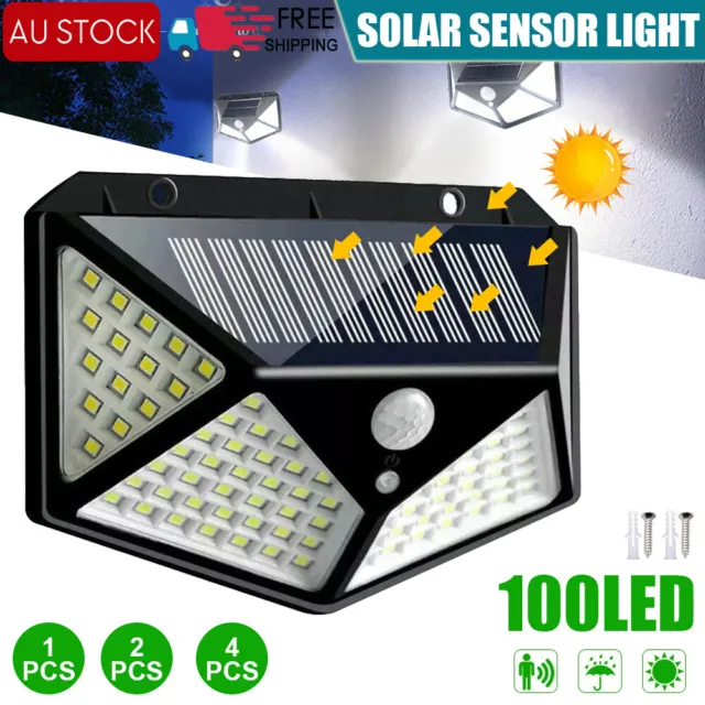 8/12x 100LED Solar Power Motion Sensor Light Outdoor Security Garden Waterproof