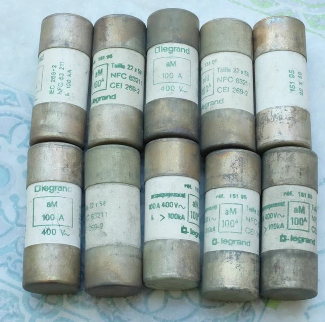 10x Legrand Fusibles à percuteur 22x58 100A aM 0 151 95. Lot de 10