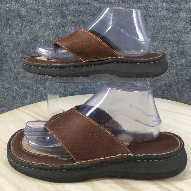 Cherokee Sandals Mens 8 Casual Comfort Slip On Thong Flip Flops Brown Leather