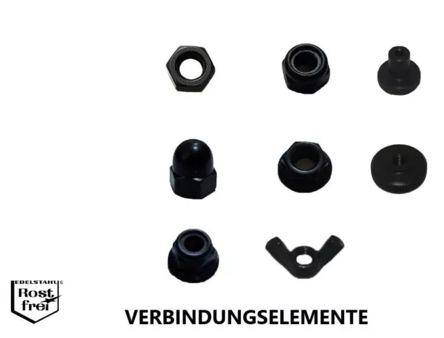 Muttern Edelstahl A2 SCHWARZ M1,6 M2 M3 M4 M5 M6 M8 M10 SCHWARZE Muttern