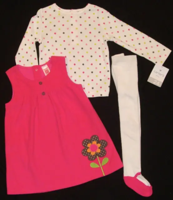 Carters Baby Girls Jumper Dress Set size 24 Months 3 piece Multicolor Pink