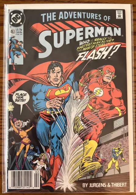 Adventures Of Superman #463 DC Comics 1990 Race Against Flash (Great Condition!)