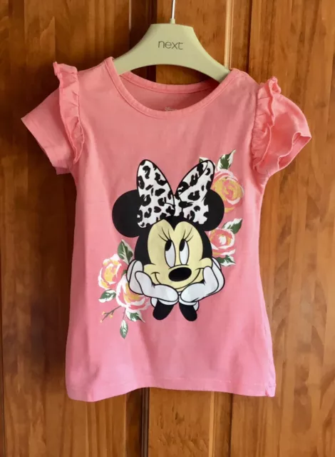 DISNEY MINNIE MOUSE Girl’s Pink Short Sleeve Cotton Tshirt - Size 5-6 Years