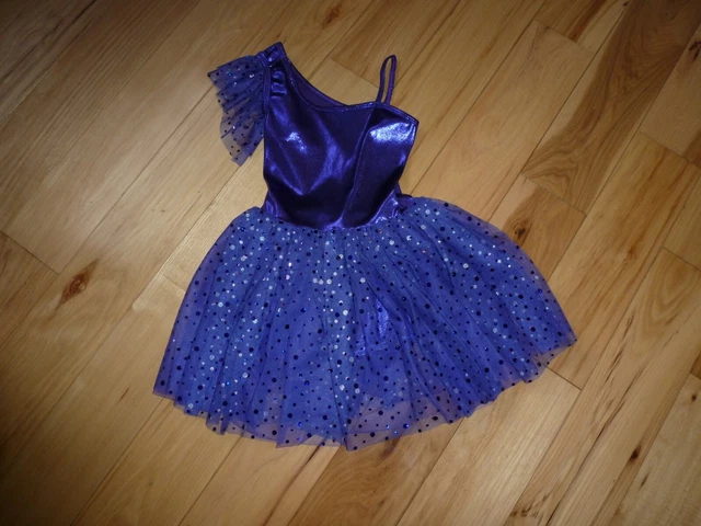 Purple Unitard With Attached Sequin Long Tutu Size CME 8 Dance Costume