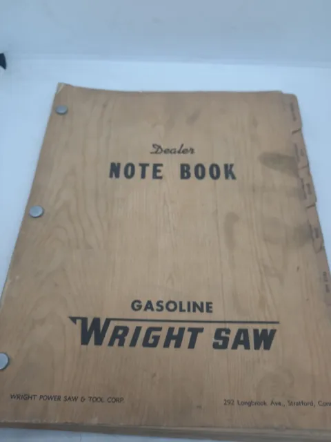 Rare Vintage Wright Gasoline Saw Dealer Manual Notebook