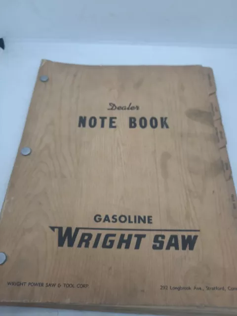 Rare Vintage Wright Gasoline Saw Dealer Manual Notebook Rare Vintage Wright Gasoline Saw Dealer Manual Notebook