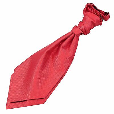 Red Boys Pre-Tied Scrunchie Cravat Woven Plain Solid Check by DQT