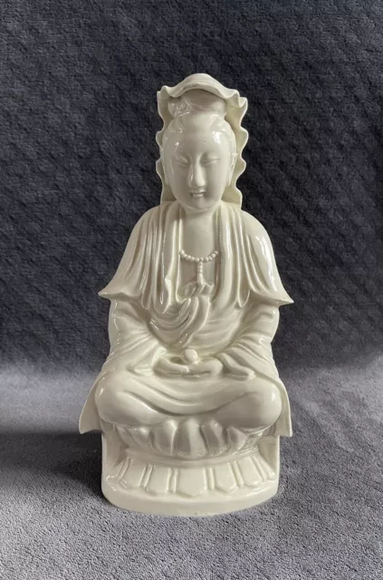 19th Century Antique Chinese Qing Dehua Blanc De Chine Guanyin Porcelain Statue