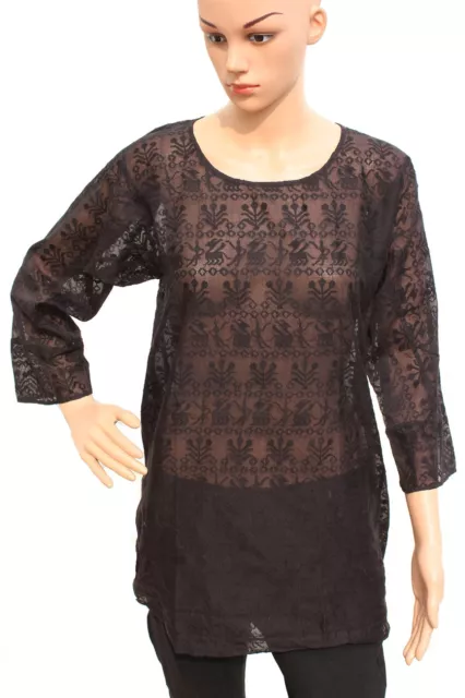 Túnica para mujer Isabel Marant Etoile negra algodón bordado talla M 38