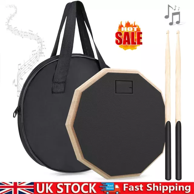 12Inch Silent Drum Pad Dumb Drum Beginner Rubber Practice Pad with 5A Drum Stick