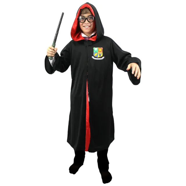 Childs Wizard Robe Costume World Book Day School Unisex Boys Girls Fancy Dress