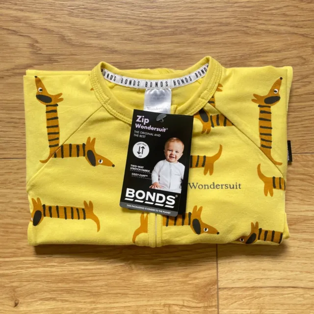BONDS Baby Wondersuit Dachshund Yellow Size 00 0 BNWT