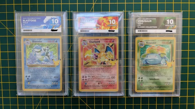 ACE Grading 10 Pokemon Charizard, Blastoise and Venusaur Celebrations Trio