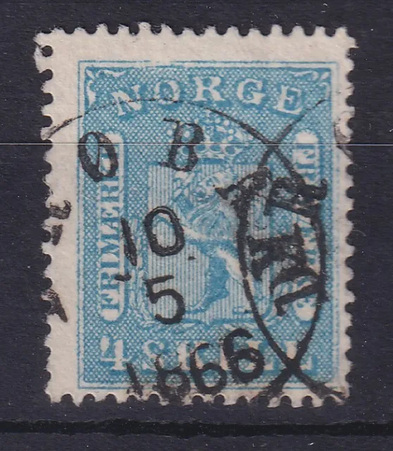 Norwegen 1863 Freimarke Wappen 4 Sk. blau Mi.-Nr. 8 sauber O DRÖBAK