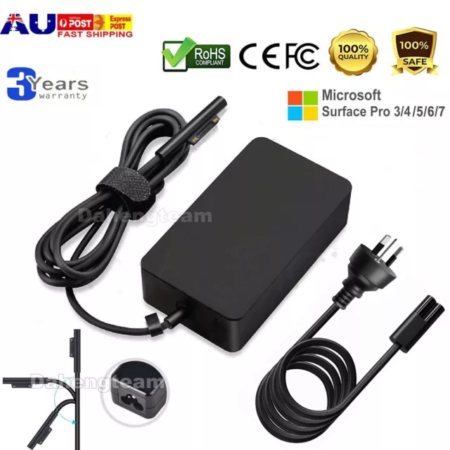 For Microsoft Surface Pro 3 4 5 6 7 8 9 AC Power Adapter 65W/44W Laptop Charger