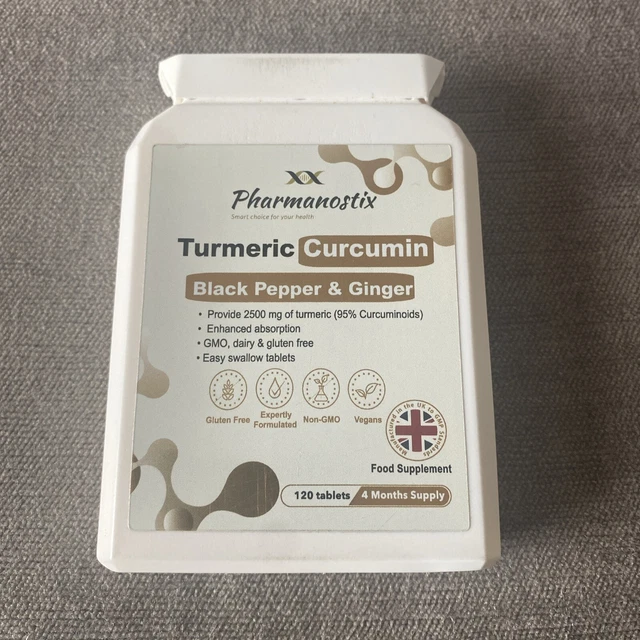 TURMERIC (CURCUMIN) 2500MG Ginger & Black Pepper 120 Tablets Vegan £2