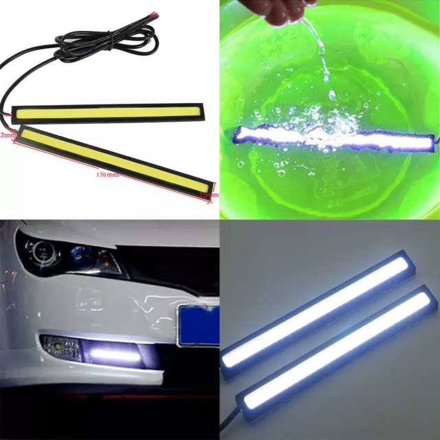 2x Bright COB White Car LED Lights for DRL Fog Driving Lamp Waterproof 12V 3