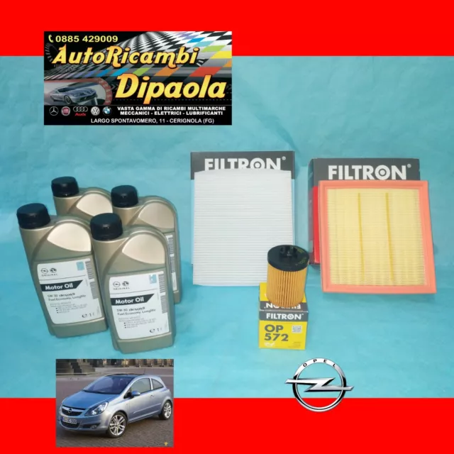 Kit Tagliando Opel Corsa E 1.0 1.2 1.4 Benzina / Gpl 2014> 4L Opel 5W30 +Filtri