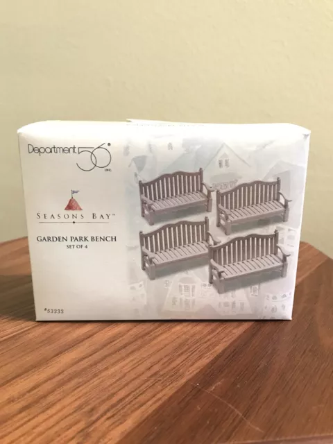 Dept 56 Season’s Bay “Garden Park Bench - Set of 4” New!