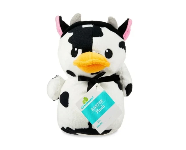 WAY TO CELEBRATE 7” Cow Print Rubber Ducky Duck Plush NEW 2024 Easter