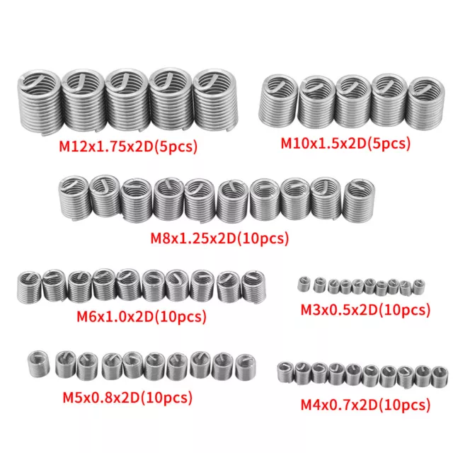 60pcs/set Stainless Steel Thread Repair Insert Kit M3 M4 M5 M6 M8 M10 M12 zg 2