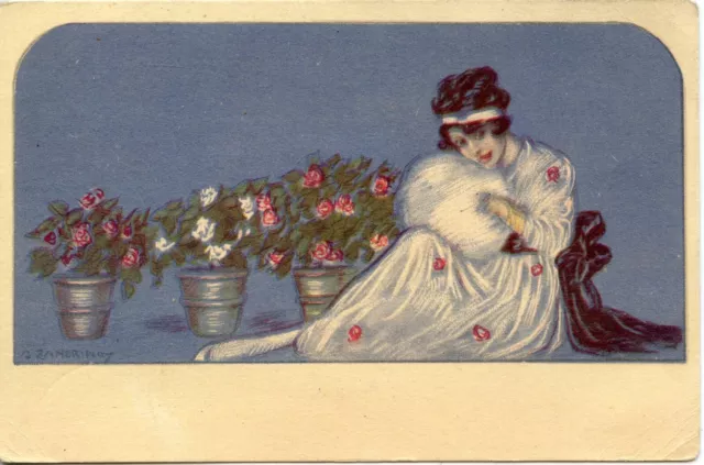 Carte Postale / Fantaisie / Illustrateur / Femme / Flore  / Flore