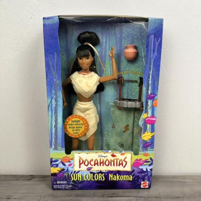 Vtg 1995 Disney Pocahontas Nakoma Sun Colors Mattel Doll Barbie Butterfly NEW