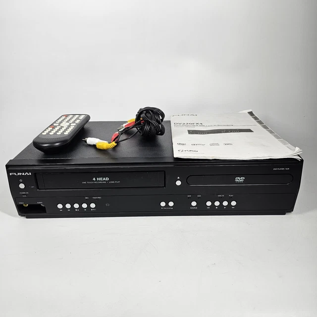 FUNAI VHS VCR Recorder/DVD Player Combo DV220FX4 Tested Works Remote