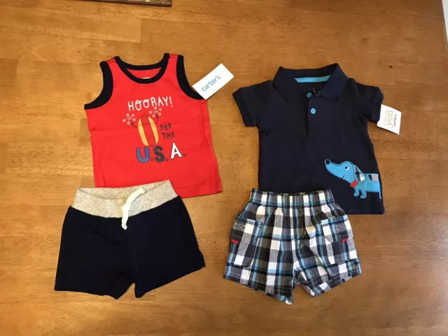 NWT baby boy 4 pc CARTER’S shirt shorts clothes Lot ~ Size 3 months
