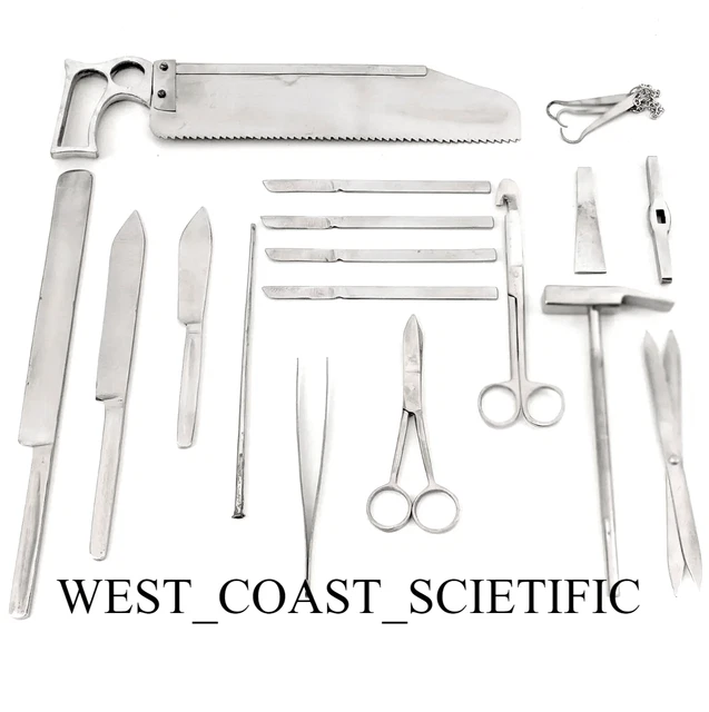 ENSEMBLE D'INSTRUMENTS POST MORTEM DE 19PCS Dans Une Boîte En Carton Par...