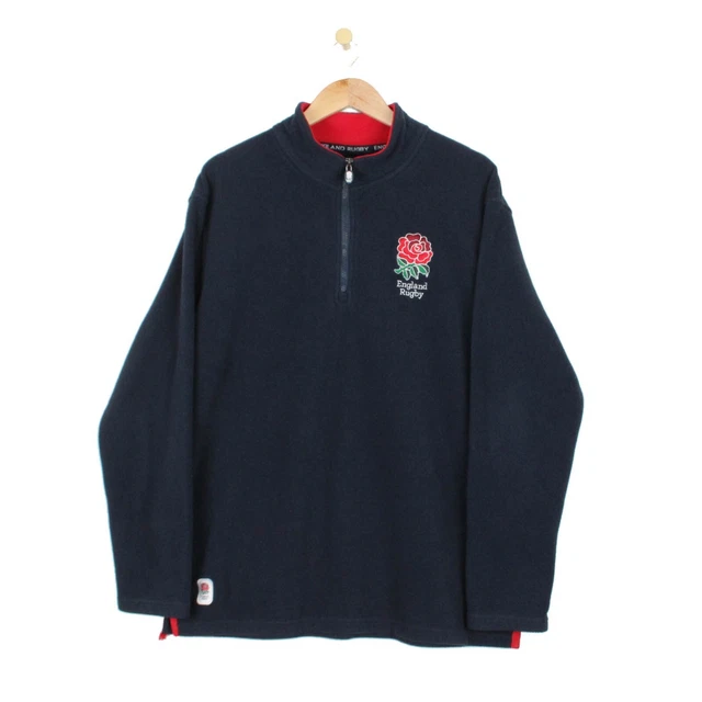 Felpa da uomo rugby a 1/4 cerniera pile blu navy taglia XL