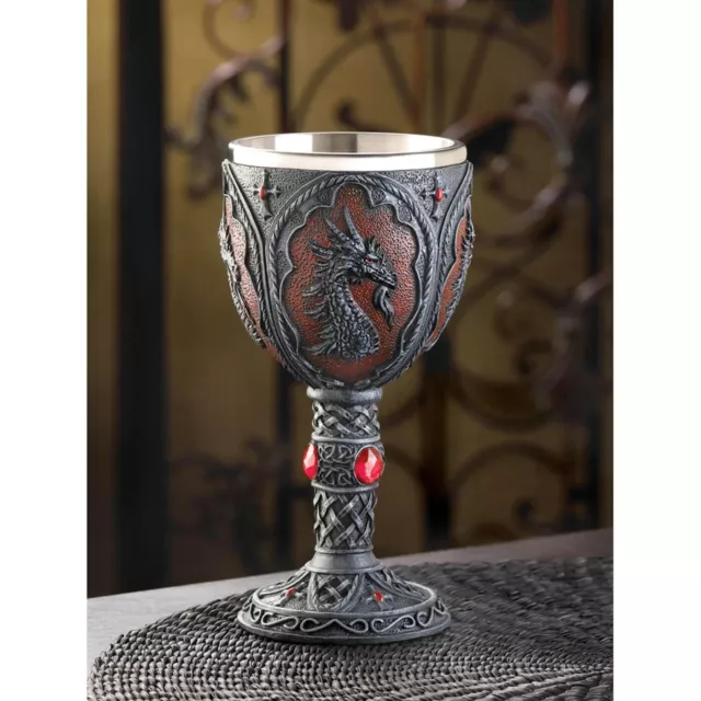 Medieval Dragon Goblet Tabletop Statue Drink Stainless Steel Resin Beer Wine Cup