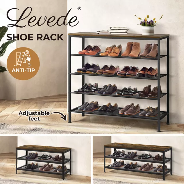 Levede Shoe Rack Bench Storage Cabinet Organisers Industrial Steel Frame Stand