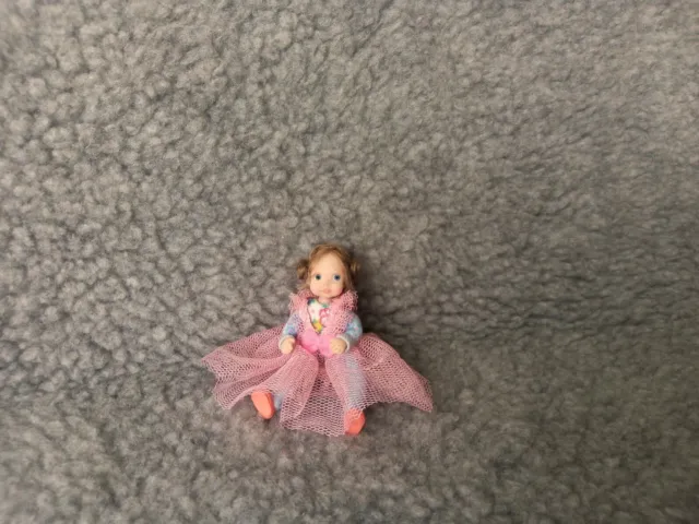 Dollhouse miniature handmade baby girl doll 1/12th scale. Spring OOAK Art