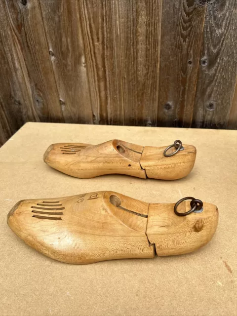 Antique Pair USMC Wooden Shoe Trees Stretcher Lasts Patina Size 9.5