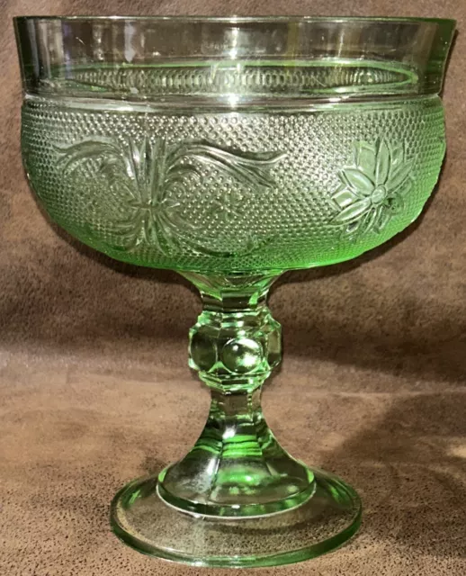 Vintage Indiana Tiara Sandwich Chantilly Green Glass Pedestal Compote Candy Dish