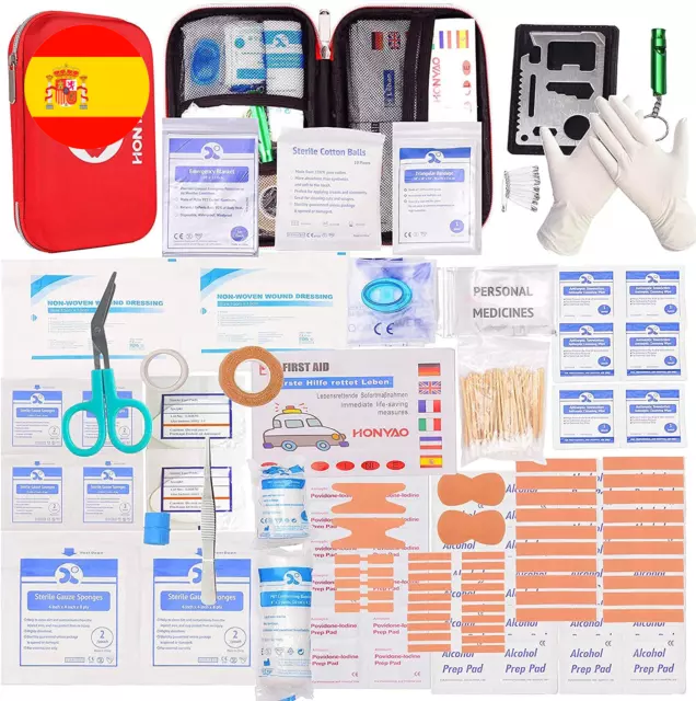 Botiquín de Primeros Auxilios de 200 piezas, Kit Supervivencia Médico Emergencia
