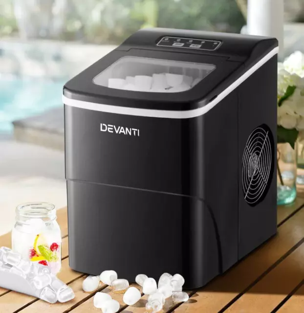 DEVANTI Portable Ice Maker Commercial Machine Ice Cube 2L Bar Countertop Black