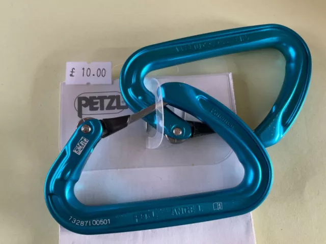 Two made by Petzl blue Ange L  climbing carabiner Sling