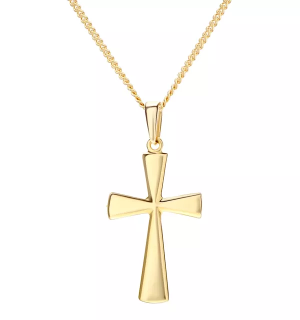 9ct Gold Cross Pendant Necklace + 18 inch Solid 9ct Gold Chain