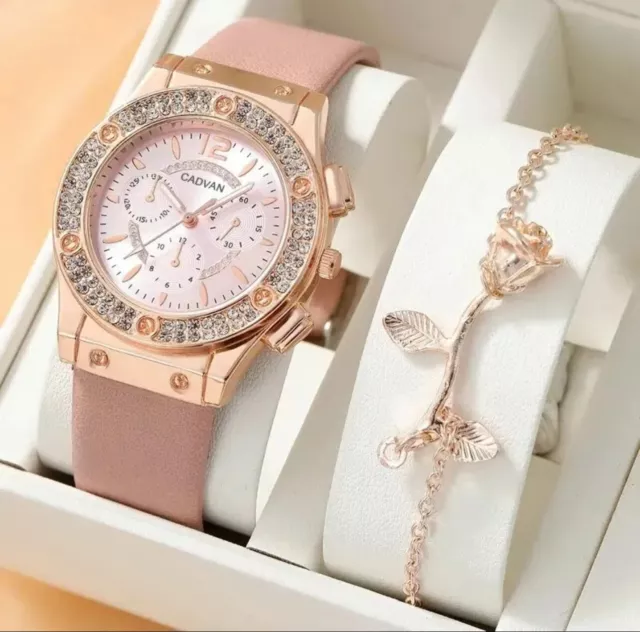 Conjunto de relojes de lujo con diamantes de imitación para mujer elegante reloj