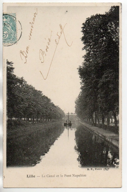 LILLE - North - CPA 59 - A barge on the canal of the Napoleon Bridge