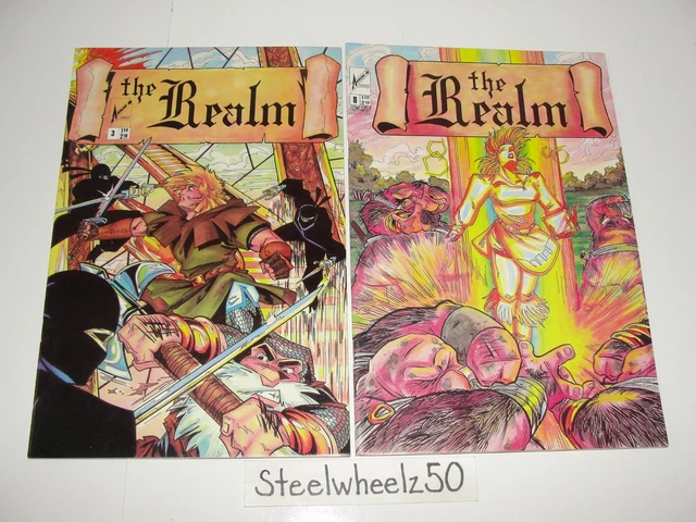 The Realm #3 & 8 Comic Lot Arrow Caliber 1986 Ralph Griffith Guy Davis Kerr HTF
