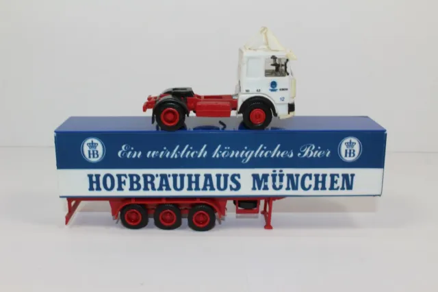 hg1539, Alter Herpa LKW Sattelzug MAN Hofbräuhaus München Bier 1:87 / H0 3