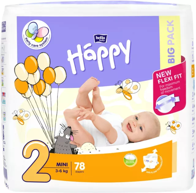 BELLA HAPPY Windeln Gr.2 (78 Stück) Hohe Saugfähigkeit & Qualität