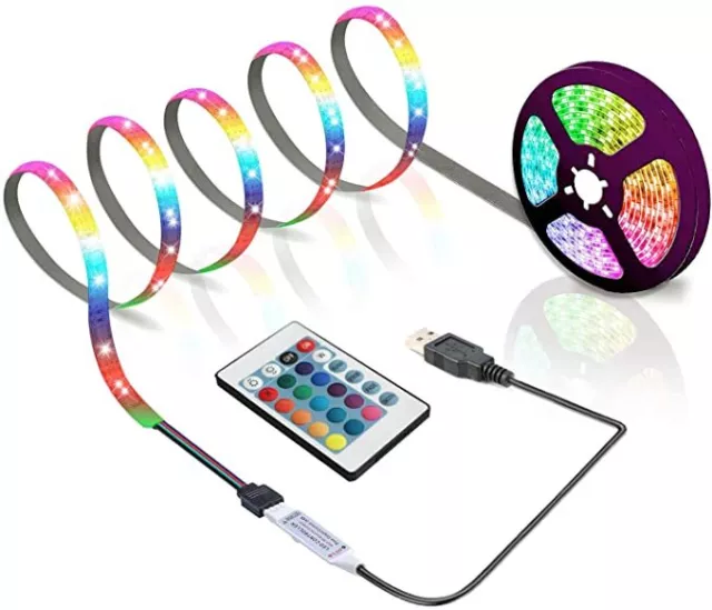 1M LED Strip Lights 5050 RGB Colour Changing Tape Cabinet Kitchen TV Lighting