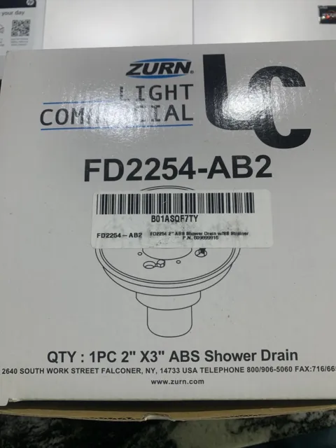Abs Shower Drain, Zurn 2”x3” Light Commercial Shower Drain. FD2254-AB2