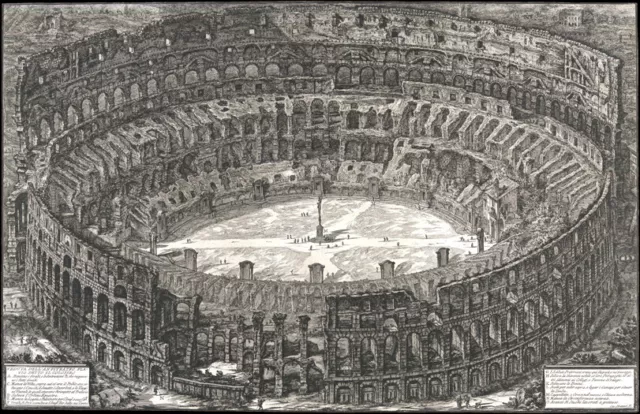 1776 Rome Colosseo Colosseum Giovanni Battista Piranesi 17x26 Engraving REPRO